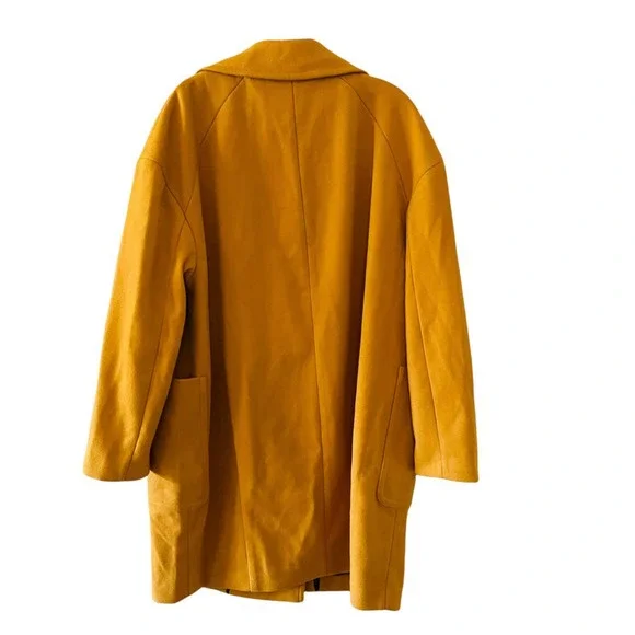 Topshop Carly Mustard Double Breasted Long Jacket Size 12 Brand New - Picture 3 of 9